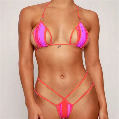 Damen Sexy Bikini Satz Bademode Badeanzug Dreieck Bh String 2pcs Sat E