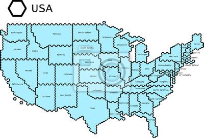 Vereinfachte Vektor Karte Der Usa Mit Bundesstaaten Mit Hexagonalem