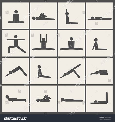 Vector Yoga Poses Stick Man Icon Set 302636522 Shutterstock