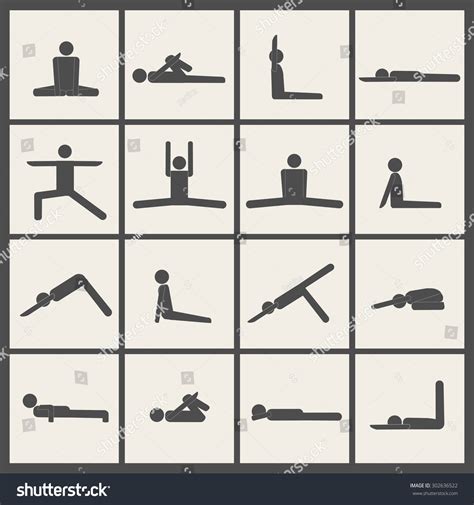 Vector Yoga Poses Stick Man Icon Set Shutterstock