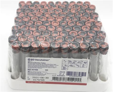 BD 367988 Tiger Top Vacutainer Plastic SST 100 PK CAVALA SCIENTIFIC