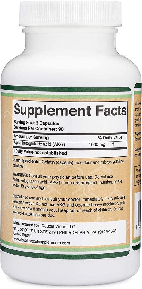 AKG Supplement Alpha Ketoglutaric Acid 1 000Mg Per Serving 180