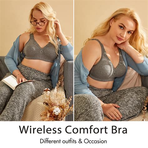 Delimira Women S Wireless Plus Size Bra Unlined Full Coverage Comfort Cotton Ebay