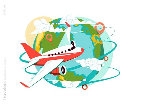 Airplane fly around world globe illustration by Kit8 on Dribbble