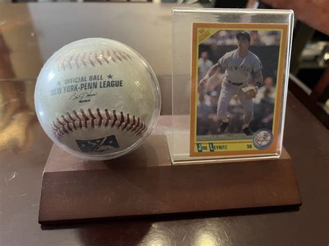 Jim Leyritz New York Yankees Autograph Baseball In Case And Card On