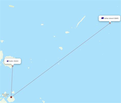 All Flight Routes From Yorke Island To Kubin Island Okr To Kug