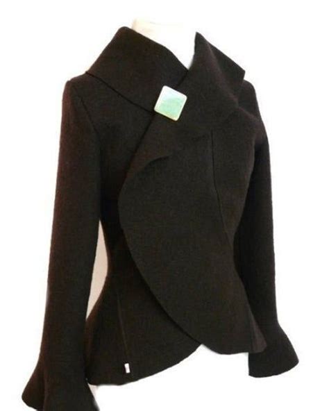 Women Boiled Wool Jacket Darkbrown Size Xs L Wolljacken Jacken Rote