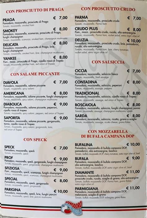 Menu At Pomodoro Mozzarella Restaurant Lainate