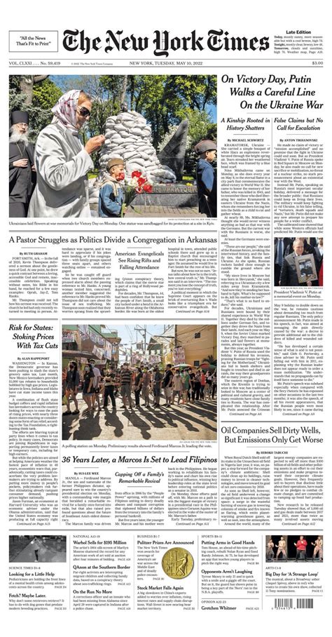 The New York Times Front Page May 10 2022 Boomers Daily