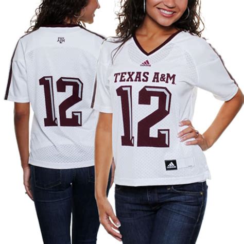 Adidas Texas Aandm Aggies 12 Womens Replica Football Jersey White