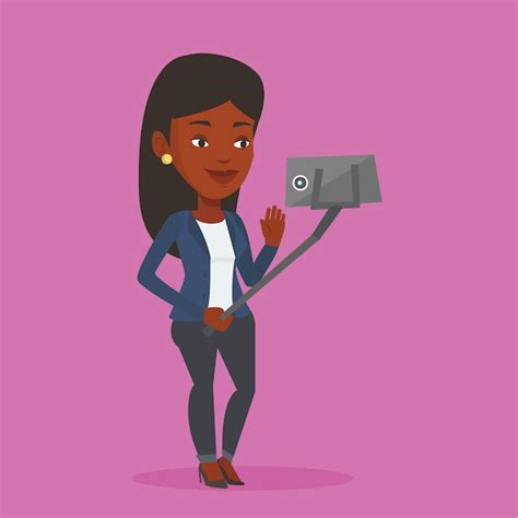 Premium Vector Woman Making Selfie Vector Illustration