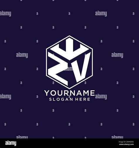 Initials Zv Logo Hexagon Shape Creative Geometric Logo Design Concept