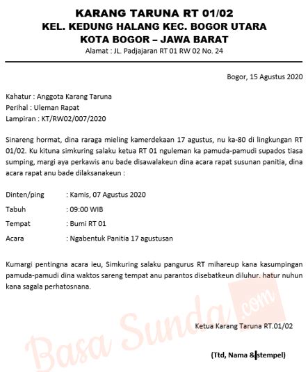 Contoh Surat Dinas Bahasa Sunda Koleksi Gambar