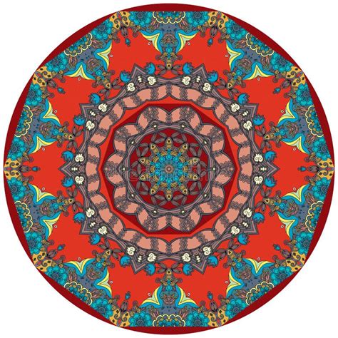 Cirkel Etnische Deken Met Bloem Mandala Vector Illustratie Vector