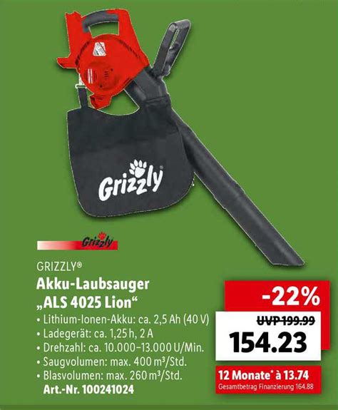 Grizzly Akku Laubsauger Als Lion Angebot Bei Lidl Prospekte De