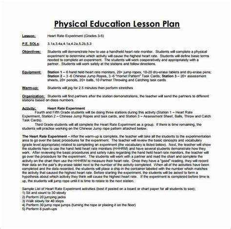 Middle School Pe Lesson Plans Daisy Blake