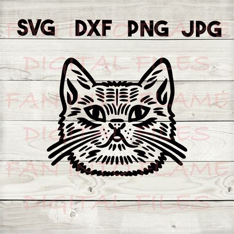 Cat Face Svg Dxf Png  Digital Download Silhouette Cricut Etsy