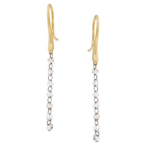 Diamond Dangle Earrings 18 Karat Yellow Gold For Sale At 1stdibs