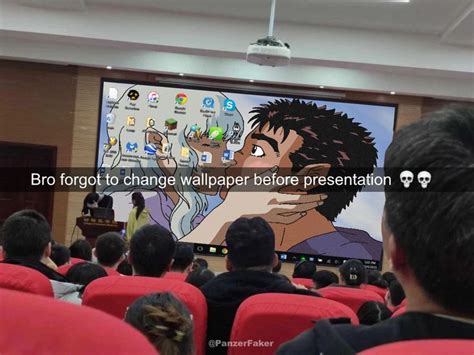 Bro forgot to change wallpaper before presentation Веселые мемы