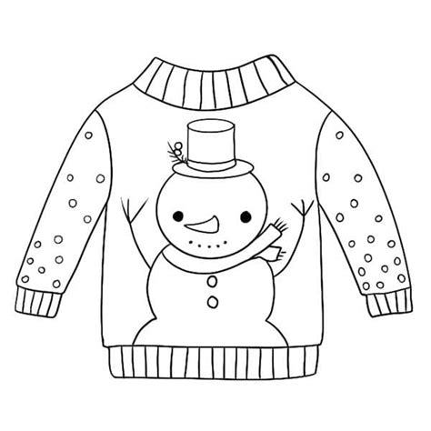 Coloriage Pull de Noël et Bonhomme de Neige télécharger et imprimer