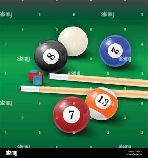 Pool Table Background Illustration With Billiard Balls And Billiard