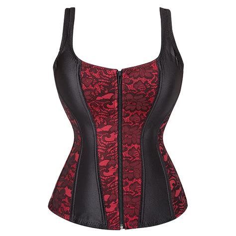 Victorian Women Sexy Satin Overbust Corset Top With Straps Floral