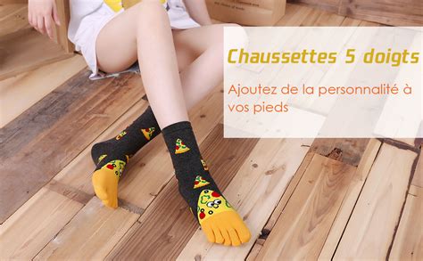 Zfsock Chaussettes Doigts Femme Coton Chaussettes Orteils S Par S