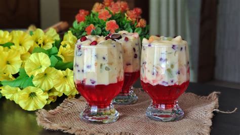 Eng ফ্রুট কাস্টার্ড জেলি ডেজার্ট রেসিপি Fruit Custard Jelly Dessert