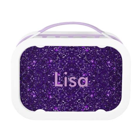 Personalized Purple Glitter Lunch Box Zazzle