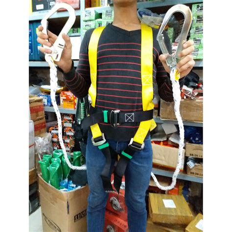 Jual FULL BODY HARNESS DOUBLE BIG HOOK SAFETY BELT DOUBLE HOOK TALI