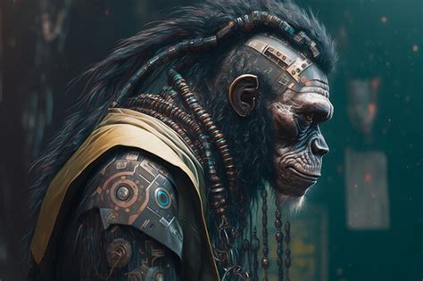 Premium AI Image | Monkey in cyberpunk style Generative AI