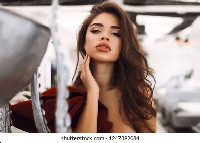 Amazing Brunette Model Beautiful Makeup On Stock Photo Shutterstock
