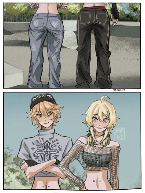 Two Comics Showing The Same Person In Different Outfits One With