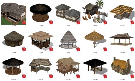 6239 Free Sketchup Chòi Nghỉ Mái Tranh Rest Hut Models Download