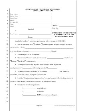 Fillable Online Sjc Landlords Affidavit Complaint For Summary Eviction