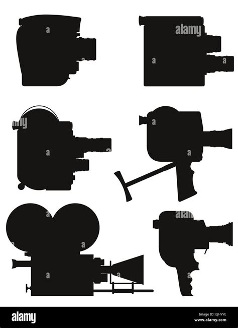 old retro vintage movie video camera black silhouette illustration ...