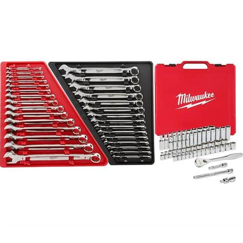 Milwaukee Combination Sae And Metric Wrench Set With In Drive Sae