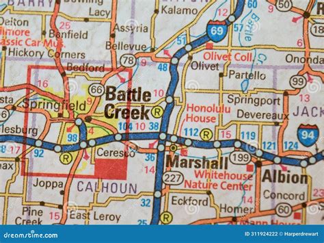 Map Image of Battle Creek, Michigan Stock Photo - Image of tourism ...