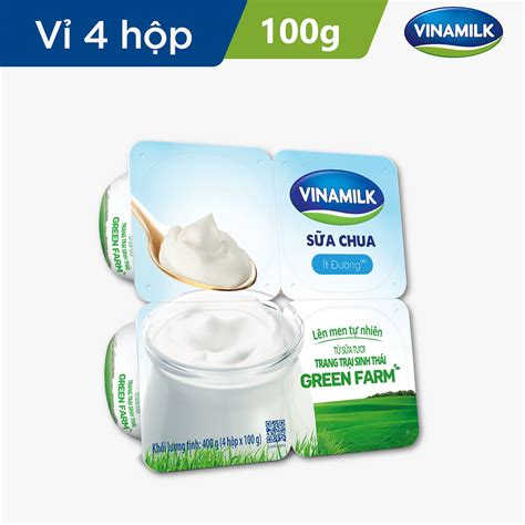 Thùng 24 hộp sữa chua ăn vinamilk green farm ít đường hộp 100g