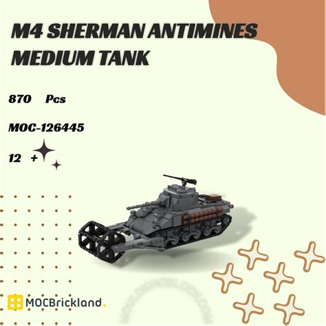 Mocbrickland M Sherman Antimines Medium Tank Building Block