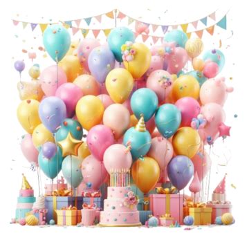 Palloncini Per Feste Di Compleanno E Torta Con Coriandoli Palloncini