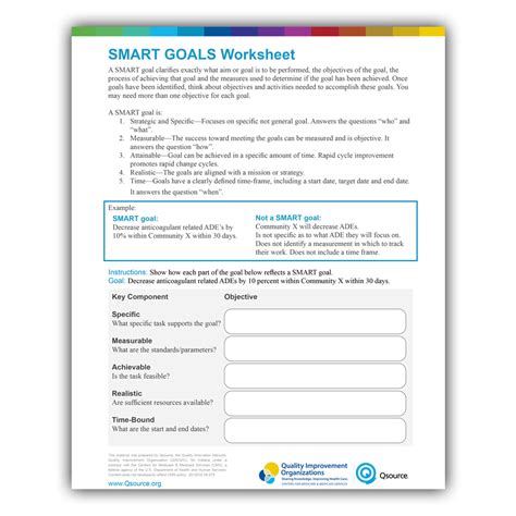 Smart Goals Worksheet Resourcehub Exchange