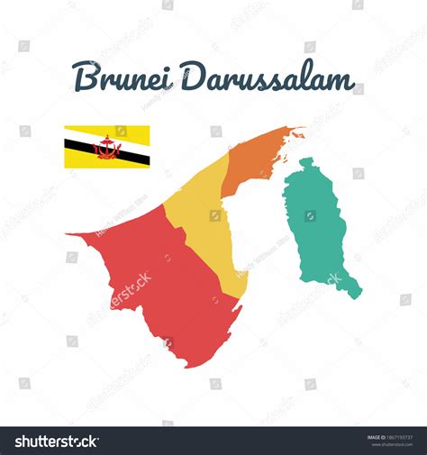 Colorful Map Brunei Darussalam Flag Brunei Stock Vector Royalty Free