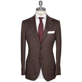 Kiton Brown Vicuna Peru Silk Blazer Isuit