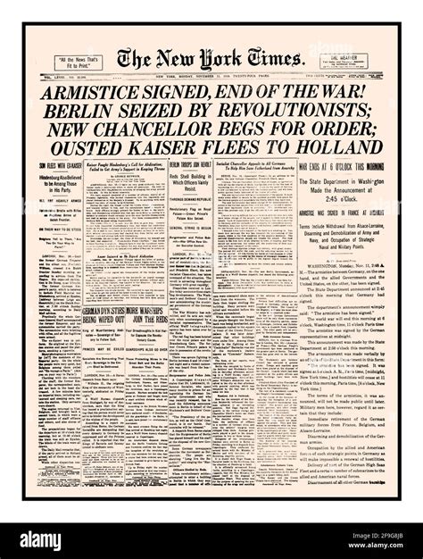 Newspaper Headline End World War 1 Cut Out Stock Images And Pictures Alamy