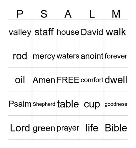 Psalm 23 Bingo Printable