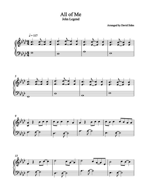 All Of Me John Legend Piano Cover Sheet Music