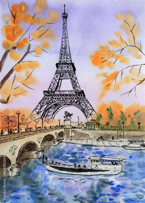 Eiffel Tower Watercolor