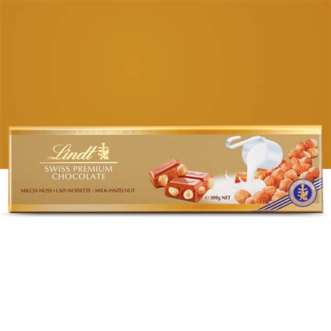 Lindt Gold Block Milk Hazelnut Chocolate 300g Lindt Wishque