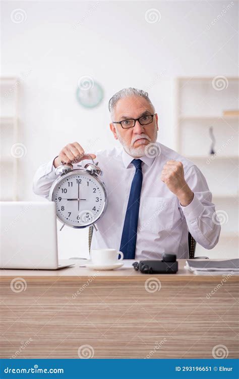 Old Male Employee In Time Management Concept Stock Image Image Of